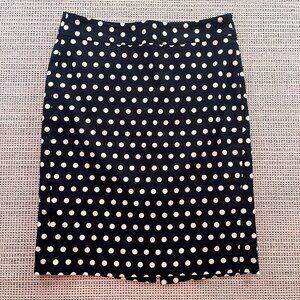Banana Republic Polka Dot Pencil Skirt Black White Cotton Blend Size 4 Career